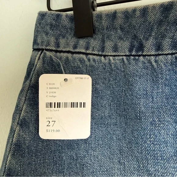 Free People x One Teaspoon Vixen High Waist Distressed A Line Oxford Denim Skirt - Picture 6 of 12